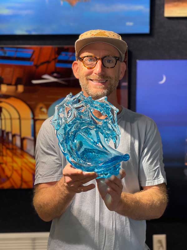 Double Turquoise Glass Wave David Wight Ocean Blue Galleries