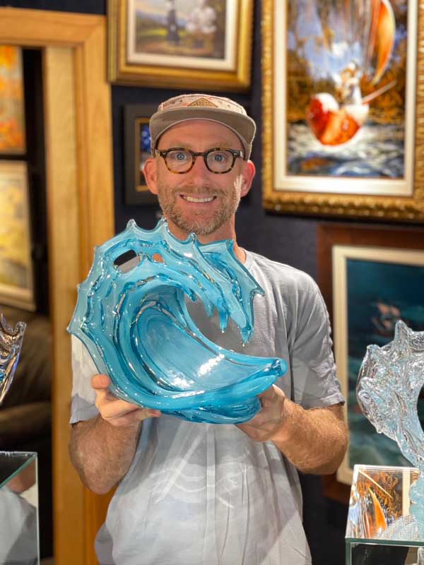 Luminescent Glass Wave David Wight Ocean Blue Galleries