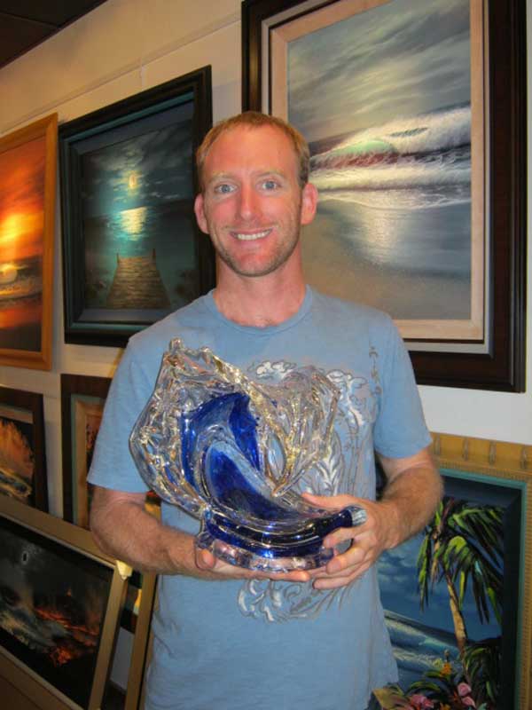 Small Cobalt Glass Wave David Wight Ocean Blue Galleries