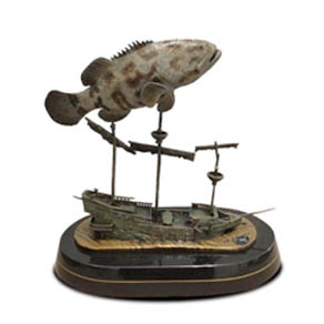 Goliath Grouper by Wyland - medium size bronze sculpture