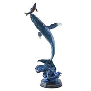 Humpbacks The Frist Breath 35th Anniversary by Wyland - medium size bronze sculpture