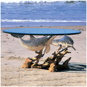 Reef Visit End Table by Wyland – bronze sculpture Reef Visit End Table by Wyland - bronze sculpture