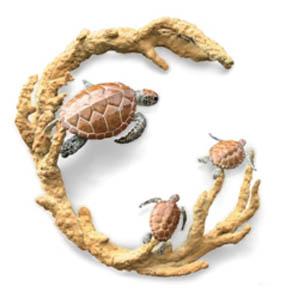 Sea Turtle View by Wyland - medium size bronze sculpture