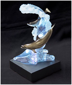 dlophin waters – Wyland lucite Dolphin Waters - Wyland lucite sculpture