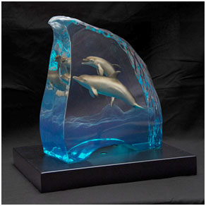 dolphin blues – Wyland lucite Dolphin Blues by Wyland - Lucite Sculpture