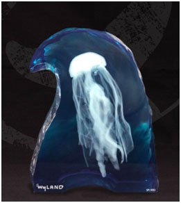 jellyfish in the deep blue sea – Wyland lucite Jellyfish in the Deep Blue Sea - Wyland Lucite Sculpture