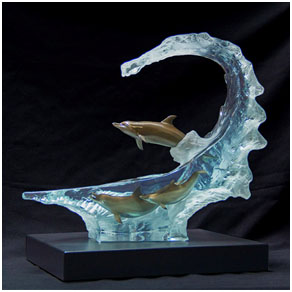 ocean wave – Wyland lucite Ocean Wave - Wyland lucite sculpture
