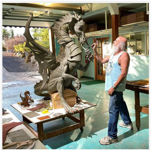 Nano Lopez working on a life size Davian sculpture.