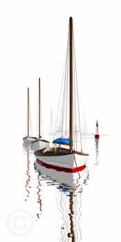 Three Sailboats by Stephen Harlan at Ocean Blue Galleries