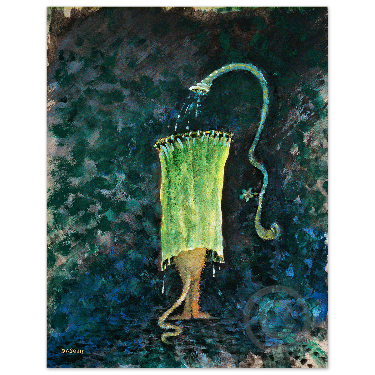 Cat in Obsolete Shower Bath by Dr. Seuss