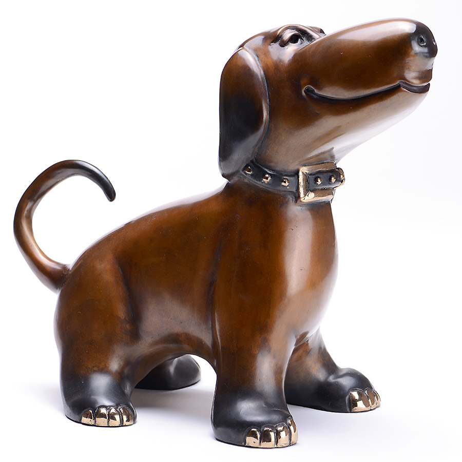 Agatha Harvey Dog Sculpture by Marty Goldstein at Ocean Blue Galleries