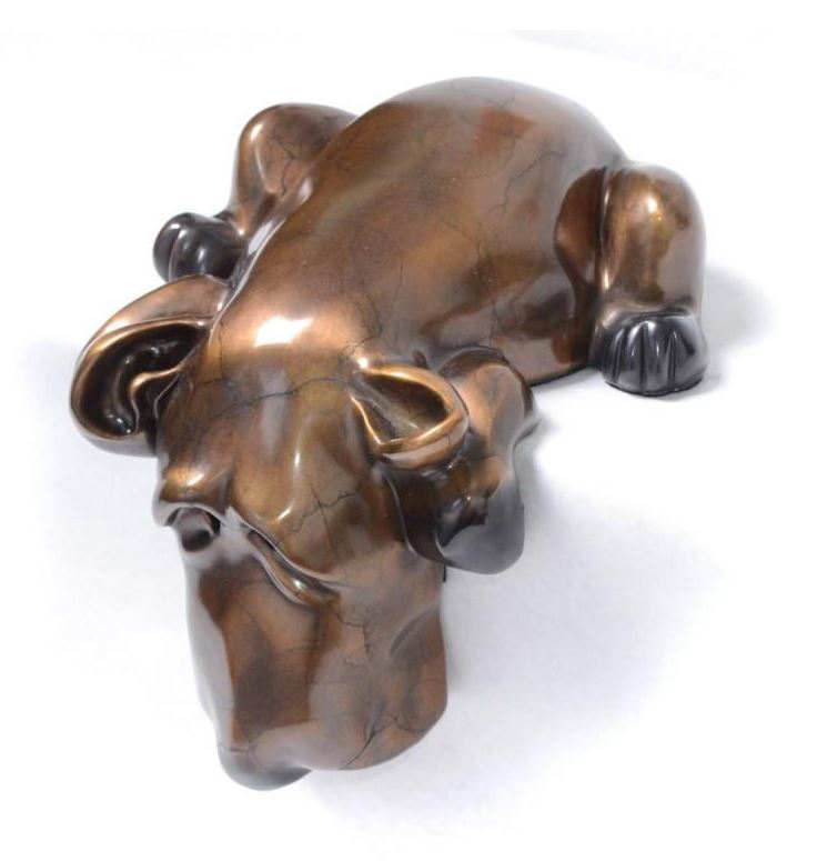 Mrs Beasley Harvey Dog Sculpture by Marty Goldstein at Ocean Blue Galleries