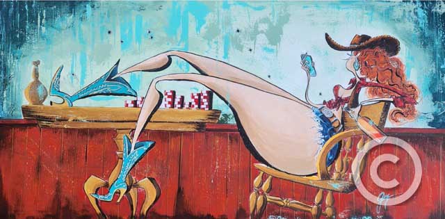 Bluffing in Boots - Cowboy Western Collection by Guy Vasilovich at Ocean Blue Galleries