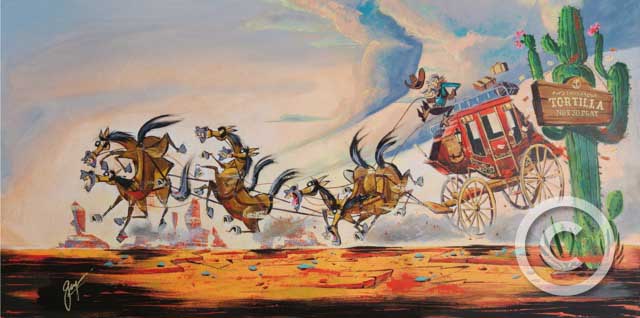 Entering Tortilla Not So Flat - Cowboy Western Collection by Guy Vasilovich at Ocean Blue Galleries