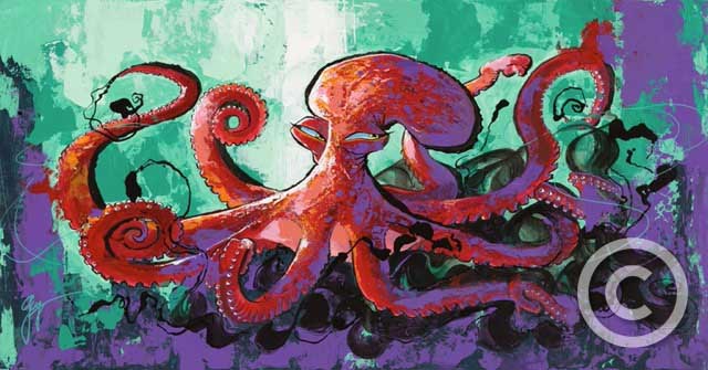 Ink Improptu - Sea Life Series by Guy Vasilovich at Ocean Blue Galleries