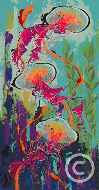 Jellyfish Fugue in B Minor - Sea Life Series by Guy Vasilovich at Ocean Blue Galleries