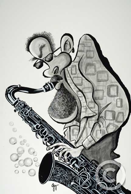 Sax Player - Shady Character Collection by Guy Vasilovich at Ocean Blue Galleries