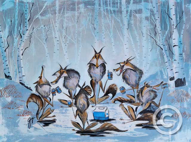 A Six-Pack of Wolves - Cowboy Western Collection by Guy Vasilovich at Ocean Blue Galleries