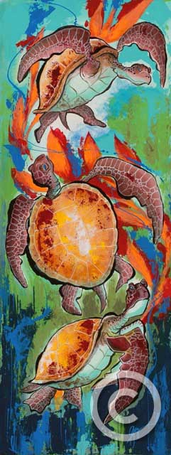 Tango Of Turtles - Sea Life Series by Guy Vasilovich at Ocean Blue Galleries