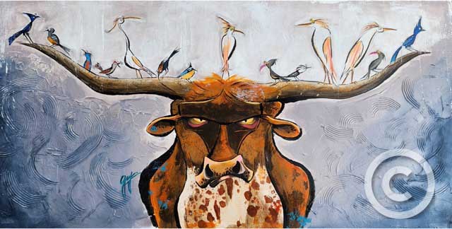 A Bunch of Horny Birds - Cowboy Western Collection by Guy Vasilovich at Ocean Blue Galleries